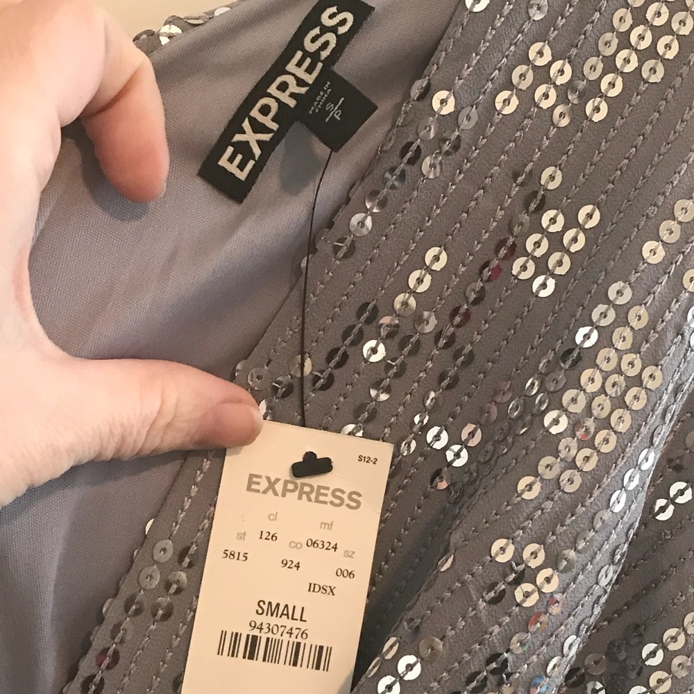 Express NWT Size S Silver Sequin Sleeveless Dress - Picture 5 of 8